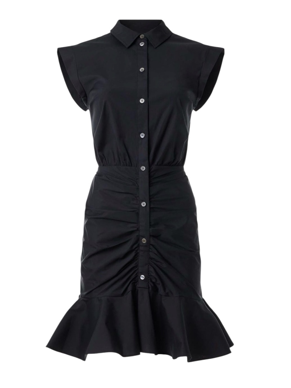 Veronica Beard Ruched Shirt Mini Dress with Ruffle Hem - Picture 7 of 11